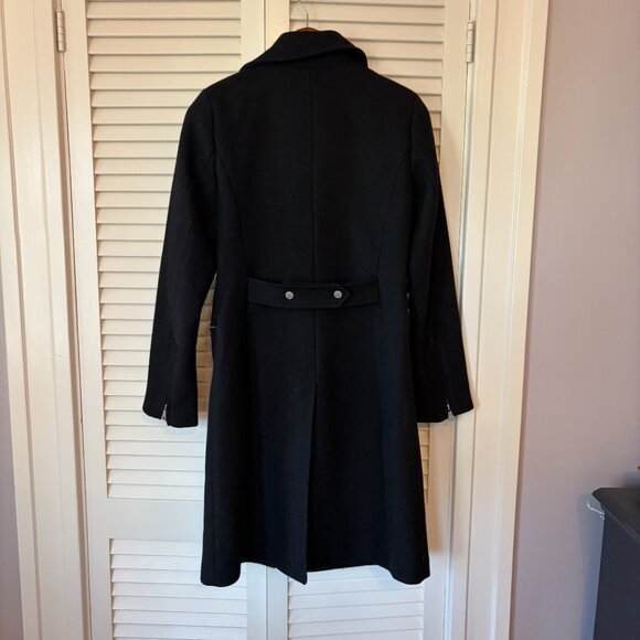 Avec Les Filles A-Line Twill Moto coat small black zippers wool biker long - Picture 7 of 12
